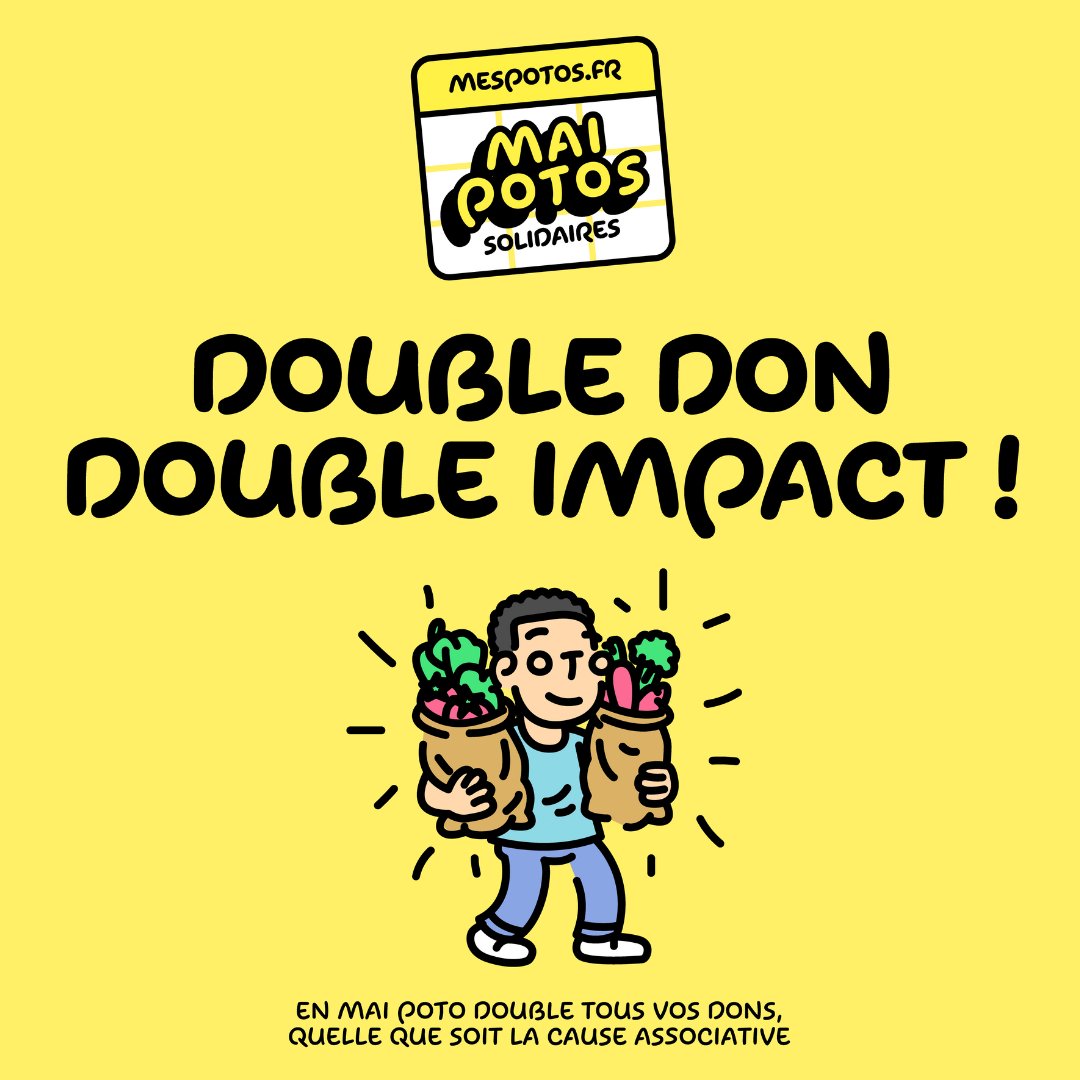 Mai Potos Solidaires - Soutenez la cause : Premières nécessités 🥖

Du 1er au 31 mai – Double impact : Vos dons doublés par mespotos.fr !

→ Vous donnez 100 Potos, l’asso reçoit 200 Potos !

#DonDoublé #GénérositéEnAction #Transparence #MaiPotosSolidaires