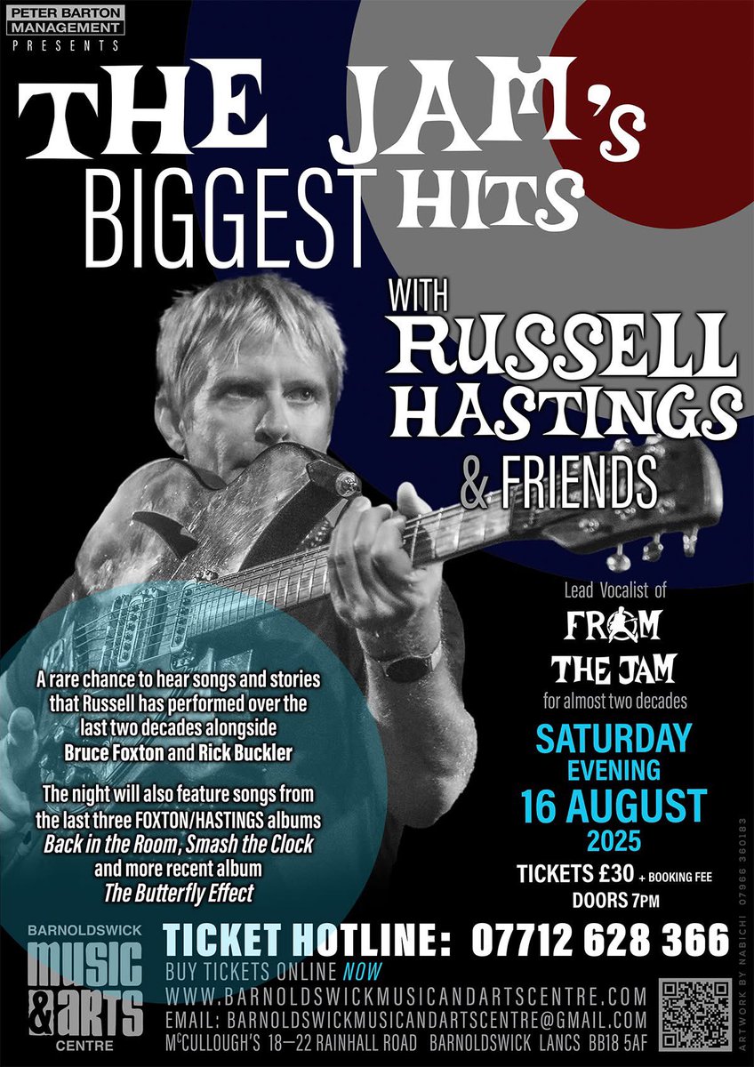 FromtheJam1's tweet image. A double dose of Russell Hastings of From the Jam will be performing a Matinee & and Evening show at Barnoldswick Music and Arts Centre. Grab a ticket now for the ultimate Jam experience. Tickets and more info on this link barnoldswickmusicandartscentre.com/from-th-jam @RussellHastings @guyhelliker