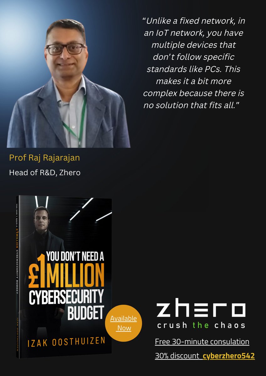 🆙IoT for SMEs - BENEFITS AND CHALLENGES 🔽
➡️In Izak Oosthuizen's awesome #Amazon bestseller, Zhero's Head of R&amp;D, Raj Rajarajan, gives us comprehensive and expert insight into the world of IoT for enterprise and industry 💥 👨‍💻
Get your copy 👉amzn.eu/d/0y5ivbn
#IoT #SME