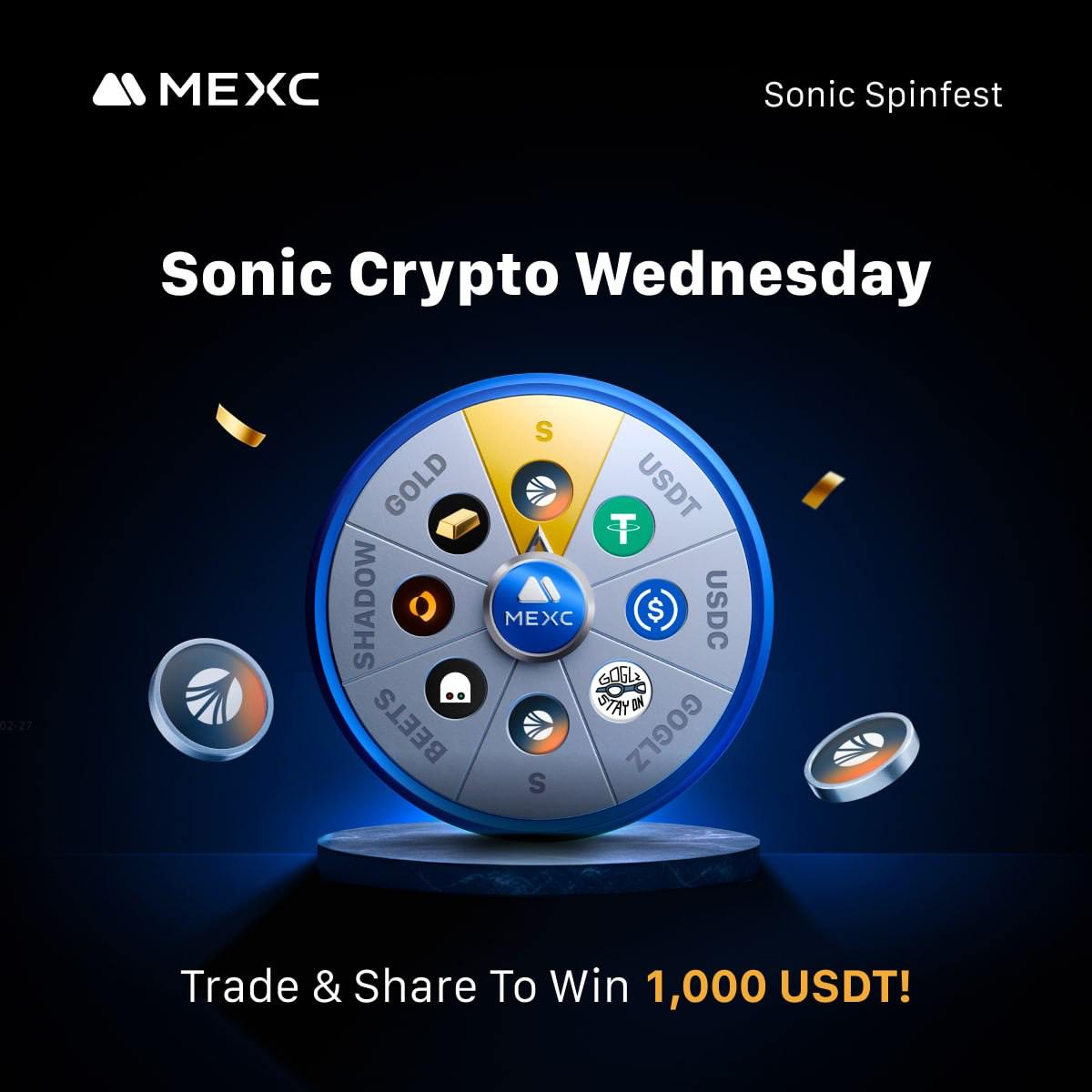 🎉 Sonic Crypto Wednesday – Trade &amp; Share to Win 1,000 USDT!

🏃 How to join
1️⃣ Join the #MEXC Telegram group: t.me/+VmBju_XEICdkM…
2️⃣ Follow the event guide: t.me/MEXCEnglish/74…

🏆 Prize Pool: 1,000 USDT
📌 More completed tasks = more chances to win!
🎁 Lucky winners