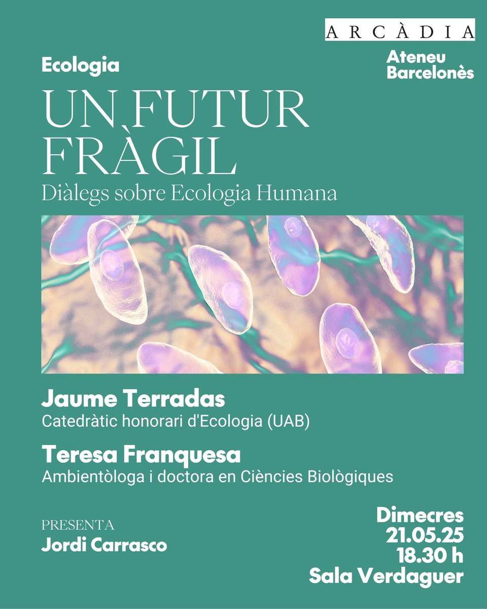 Avui a les 18.30 a l'<a href="/AteneuBCN/">Ateneu Barcelonès</a> el catedràtic honorari de l'<a href="/UABBarcelona/">Universitat Autònoma de Barcelona</a> Jaume Terradas conversarà amb l'ambientòloga Teresa Franquesa i amb el ponent de la secció d'Ecologia Jordi Carrasco

Terradas creu que el futur encara és a les nostres mans, tot i que potser per poc temps