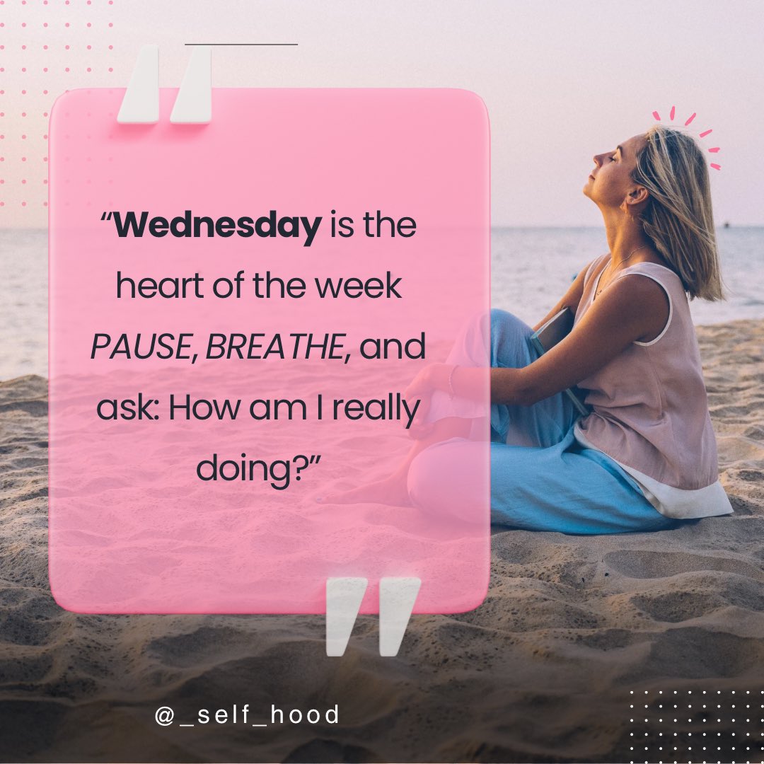 Wednesdays aren’t just “almost the weekend”
they’re your cue to pause and check in. 💨
Ask yourself:
“How am I really doing?”

Let your spirit catch up with your schedule.

#WellnessWednesday #SelfCheckIn #MidweekVibes #SpiritualPause #MattersOfTheSpirit #SoftLife @_self_hood