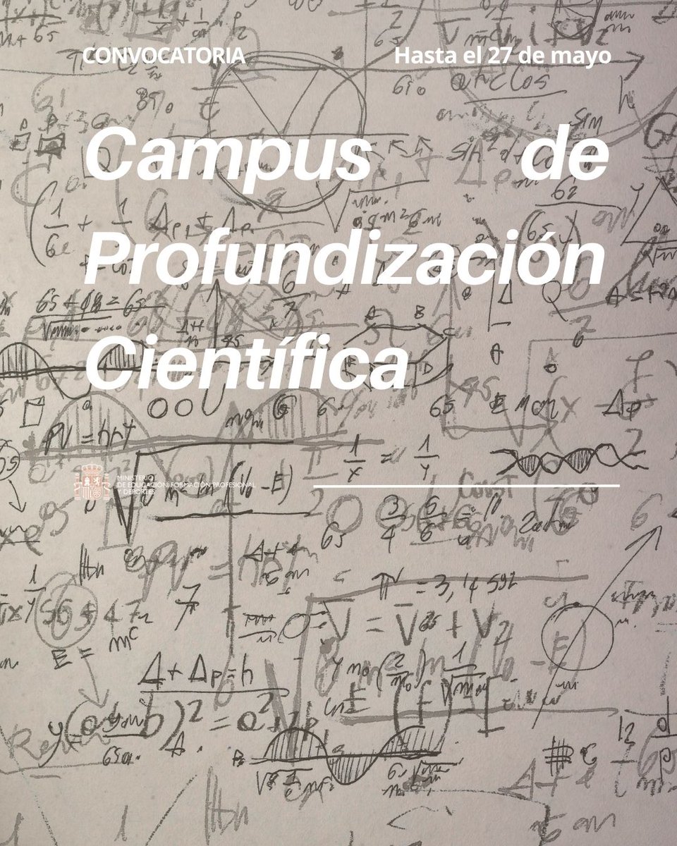 Abiertas las inscripciones para el Campus de Profundización Científica de Soria.

Hay 80 plazas para estudiantes de 4º de ESO.
Dos turnos:
▫️ 1 al 9 de julio
▫️15 al 23 de julio

¡Atentos que el plazo acaba el día 27 de mayo!
educacionfpydeportes.gob.es/servicios-al-c…