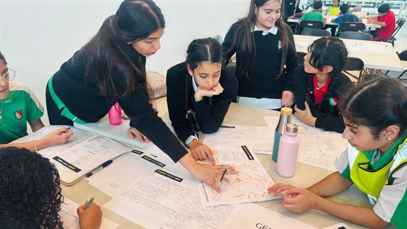 Eco Excellence at Terra – The Sustainability Pavilion
Eight of our talented Year 6 and 7 students were selected to join the Eco Classroom Workshop at Terra, Expo City. They submitted an exceptional project idea, and they designed an inclusive classroom and garden.