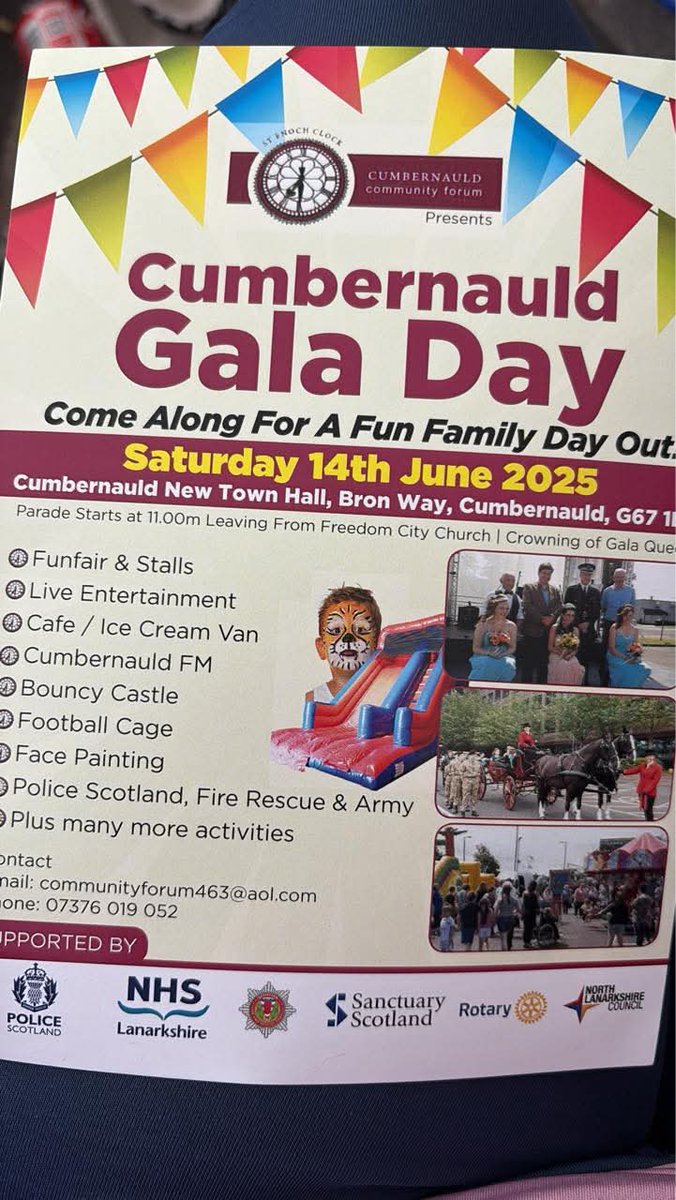 🌟 Cumbernauld Gala Day 2025! 🌟

Mr Yellow Jacket is delighted to be the main stage presenter / Stage Manager once again for this year's Cumbernauld Gala Day! 🥳 

Come along on Saturday 14th June and join the fun! 😃 

#MrYellowJacket #CharactersInTheCommunity #Cumbernauld