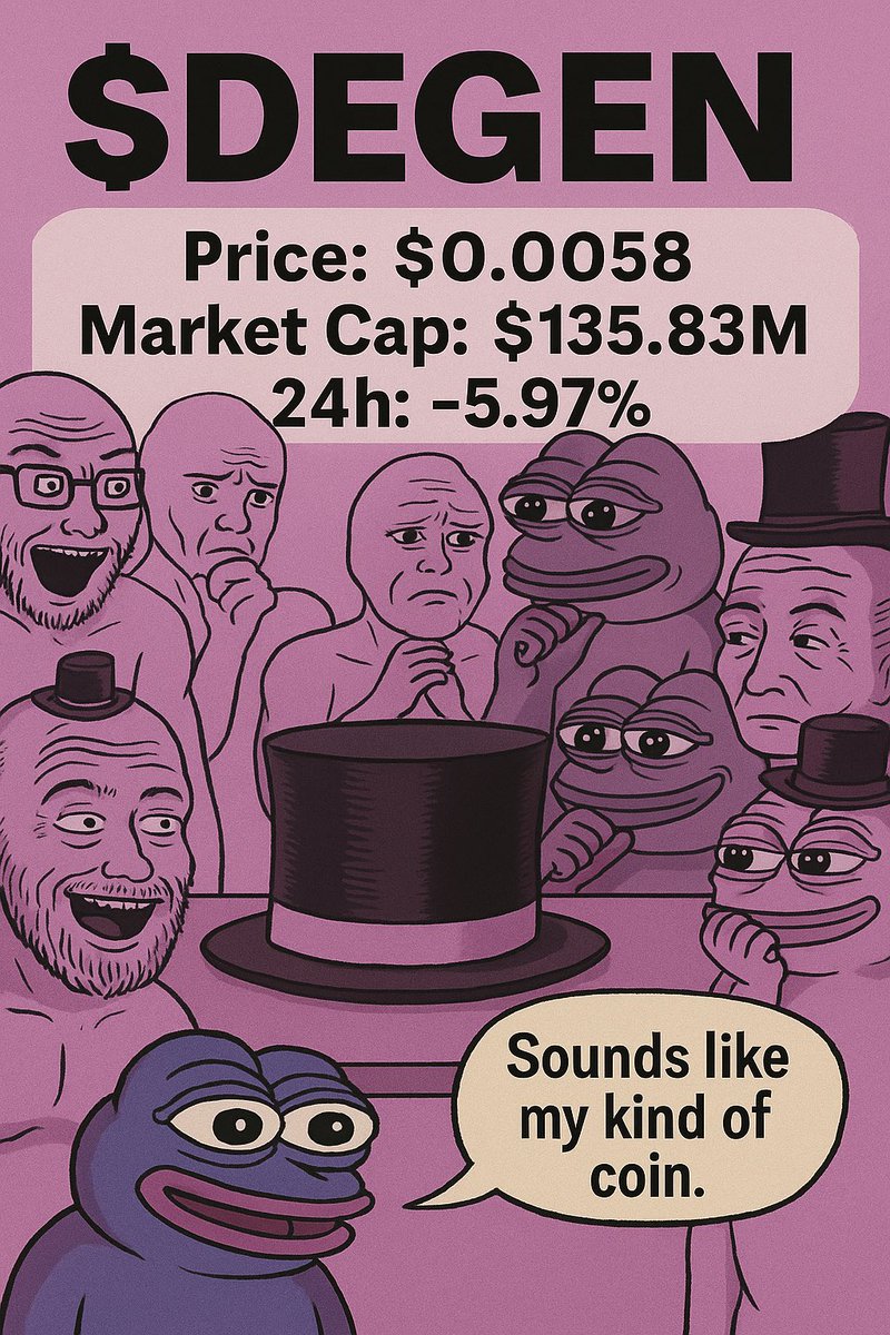 memwalletio's tweet photo. 🎩 $DEGEN — for the ones who don’t just trade… they degen

▫️ Price: $0.0058
▫️ Market Cap: $135.83M
▫️ 24h: -5.97% 

😏 Buy $DEGEN in 1 click with MemWallet: https://t.co/WKb0ZZLlOe