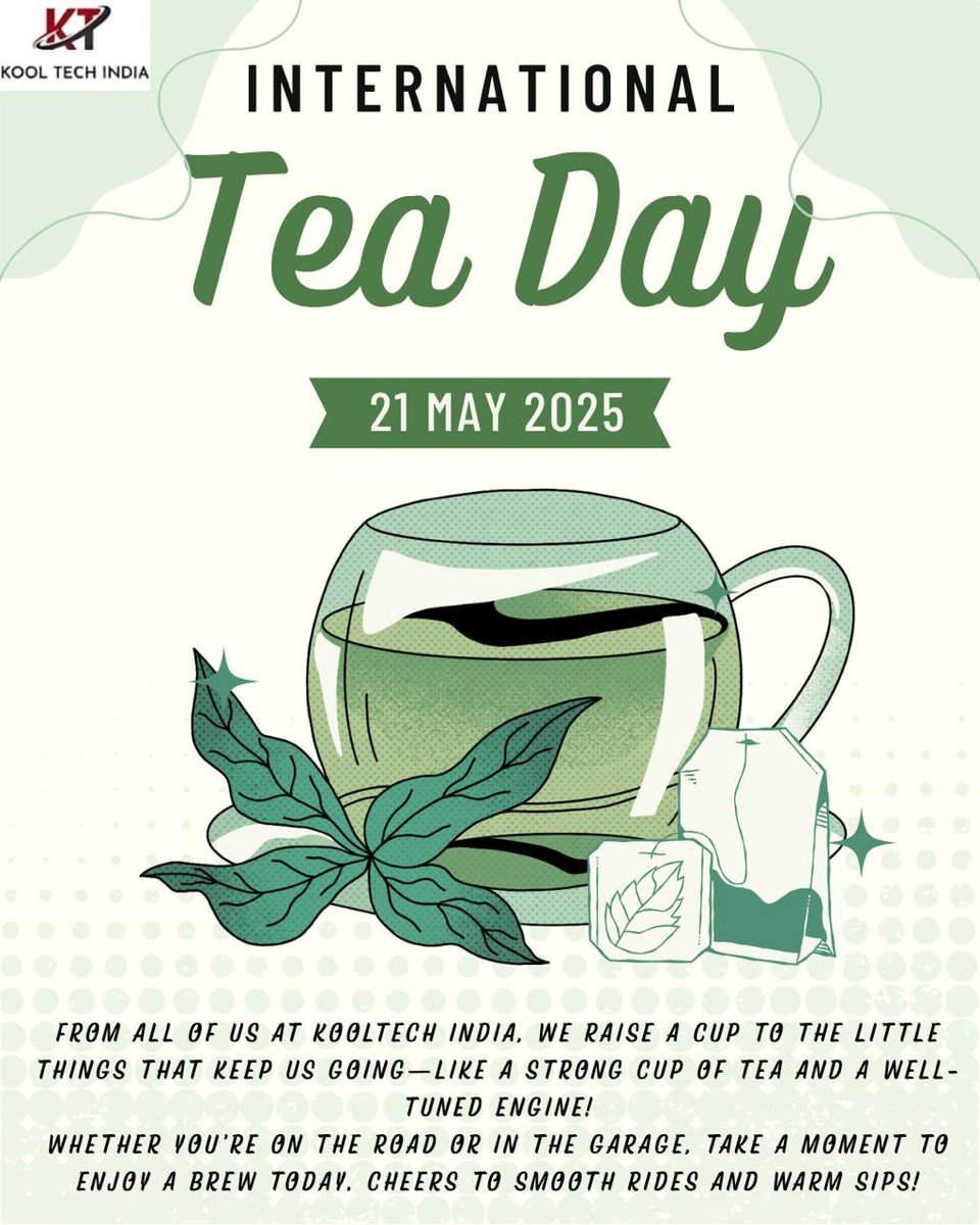 KoolTechIndia's tweet photo. From all of us at Kooltech India Air conditioners, we raise a cup to the little things that keep us going—like a strong cup of tea and a well-tuned engine!
Whether you're on the road or in the garage, take a moment to enjoy a brew today. Cheers to smooth rides and warm sips! https://t.co/dvTsv8uVp8