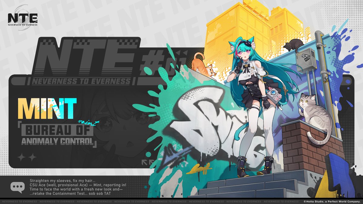 [Character Introduction | Mint]

Straighten my sleeves, fix my hair...
CSU Ace (well, provisional Ace) — Mint, reporting in!
Time to face the world with a fresh new look and—
...retake the Containment Test... sob sob TAT

Follow <a href="/NTE_GL/">NTE Global</a> and repost this post for a chance to win