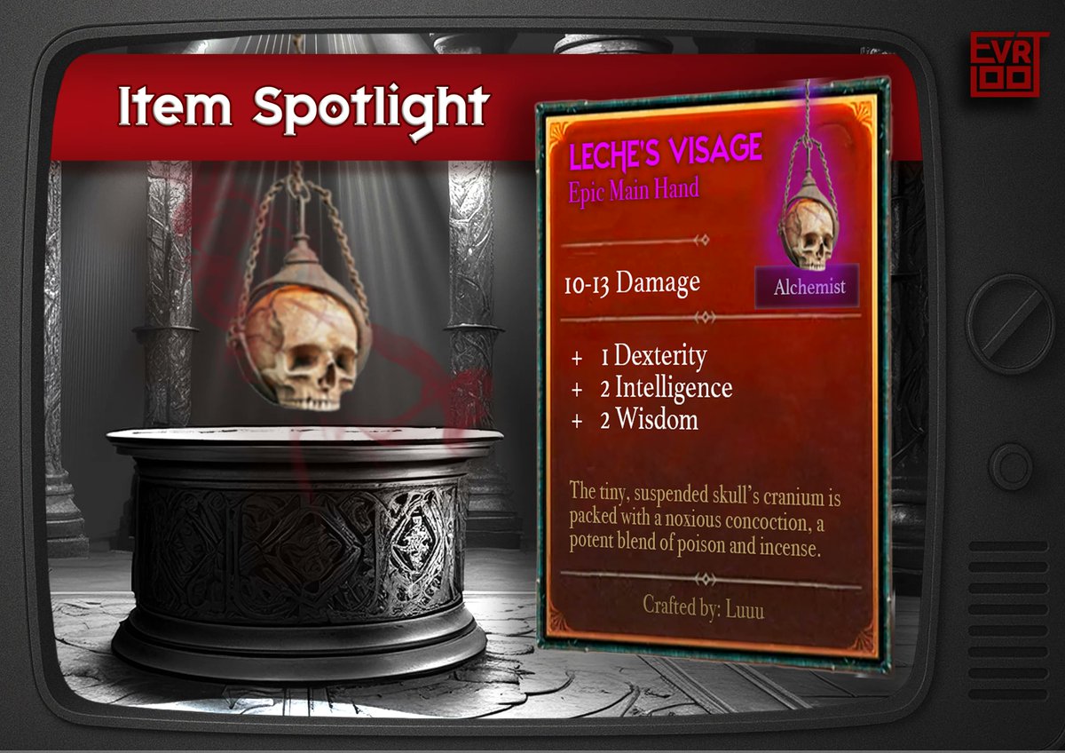 EVRL00T's tweet image. Season II wraps up, and the crafting magic kicks off! Spotlight on unique treasures: Today, meet the "Scent of the Departed"βan Alchemist's Main Hand Weapon.