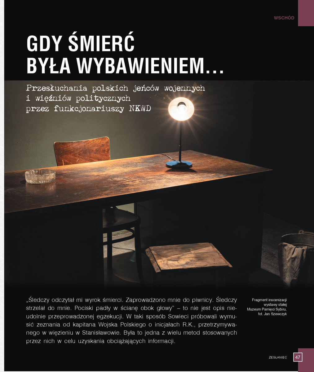 „Gdy śmierć była wybawieniem… Przesłuchania polskich jeńców wojennych i więźniów politycznych przez funkcjonariuszy NKWD” to artykuł naszego kolegi z Działu Naukowego, dr Kamila Webera, który ukazał się w najnowszym numerze kwartalnika „Zesłaniec” <a href="/Muzeum_Weglowa/">Muzeum Pamięci Sybiru</a>. Polecamy!