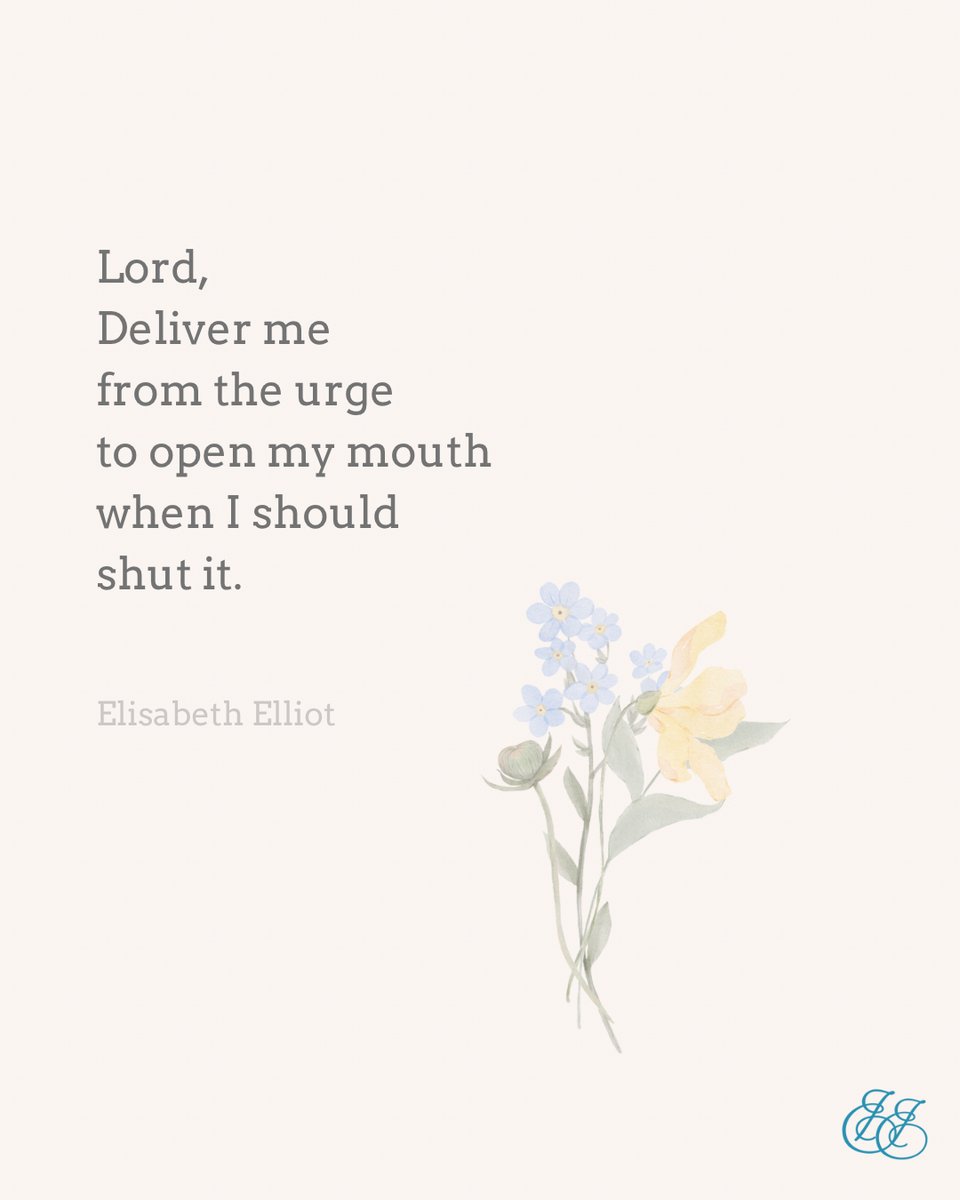“Lord deliver me from the urge to open my mouth when I should shut it.” Elisabeth Elliot from Lamp Unto My Feet

#elisabethelliot #obedience #grace #faith #hope #christianbooks