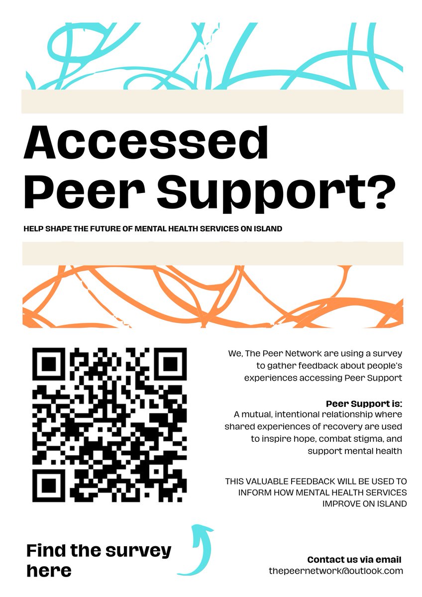 📷 Have you accessed Peer Support?
The Peer Network are using a survey to gather feedback about people's experiences accessing Peer Support.
The feedback will be used to inform how mental health services improve on island.