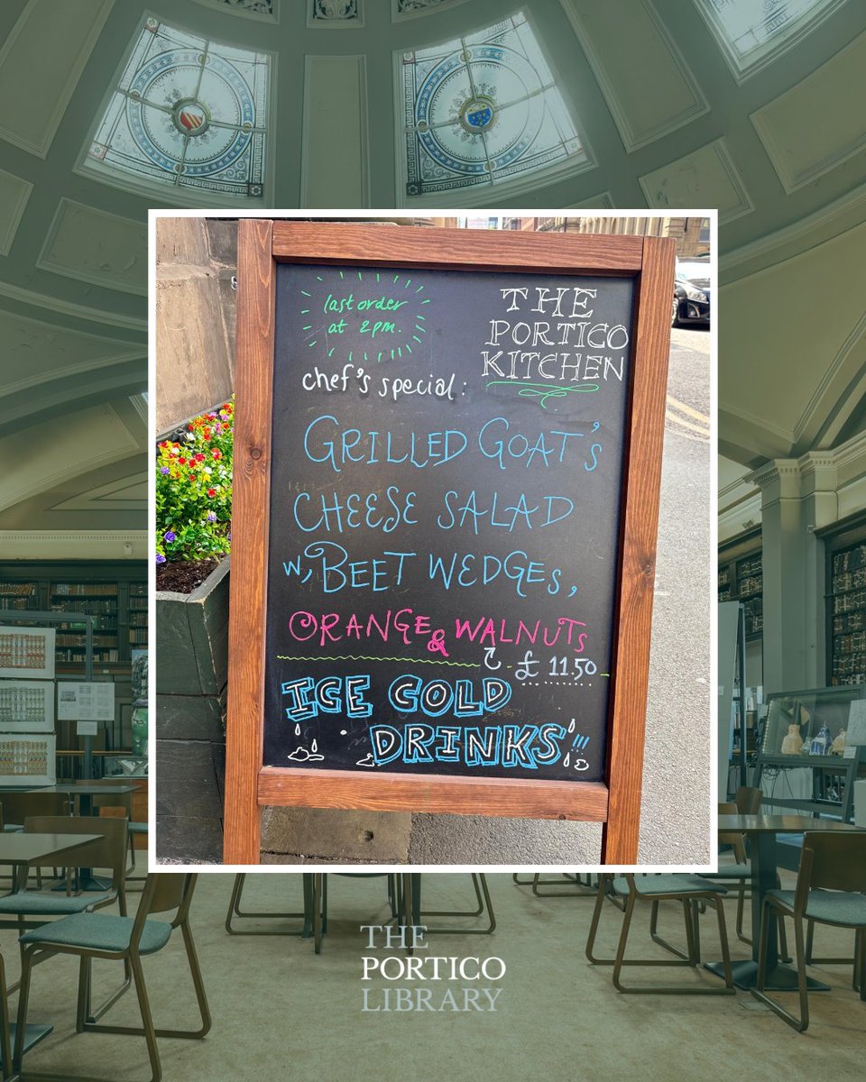 This week's special at the Portico kitchen...

Grilled goat's cheese salad served with beet wedges, orange and walnuts.

Join us for a bite to eat at one of Manchester's oldest dining spots. Serving alongside our regular cafe menu until 2pm.

theportico.org.uk/kitchen