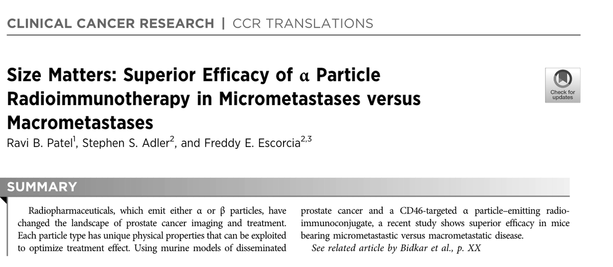 Freddy E Escorcia (@freddyeescorcia elsewhere) (@freddyeescorcia) on Twitter photo Had fun collaborating with Ravi Patel (<a href="/RPatelMDPHD/">Ravi Patel</a>) & Steve Adler (<a href="/IRPatNIH/">NIH Intramural</a>) on this commentary highlighting Rob Flavell's (<a href="/flavell_rob/">Rob Flavell</a>) & <a href="/anilbidkar1/">Anil Bidkar</a>'s recent publication showing superior efficacy of alpha #radiopharmaceuticals therapy in micro v macromets
👇 Had fun collaborating with Ravi Patel (<a href="/RPatelMDPHD/">Ravi Patel</a>) & Steve Adler (<a href="/IRPatNIH/">NIH Intramural</a>) on this commentary highlighting Rob Flavell's (<a href="/flavell_rob/">Rob Flavell</a>) & <a href="/anilbidkar1/">Anil Bidkar</a>'s recent publication showing superior efficacy of alpha #radiopharmaceuticals therapy in micro v macromets
👇