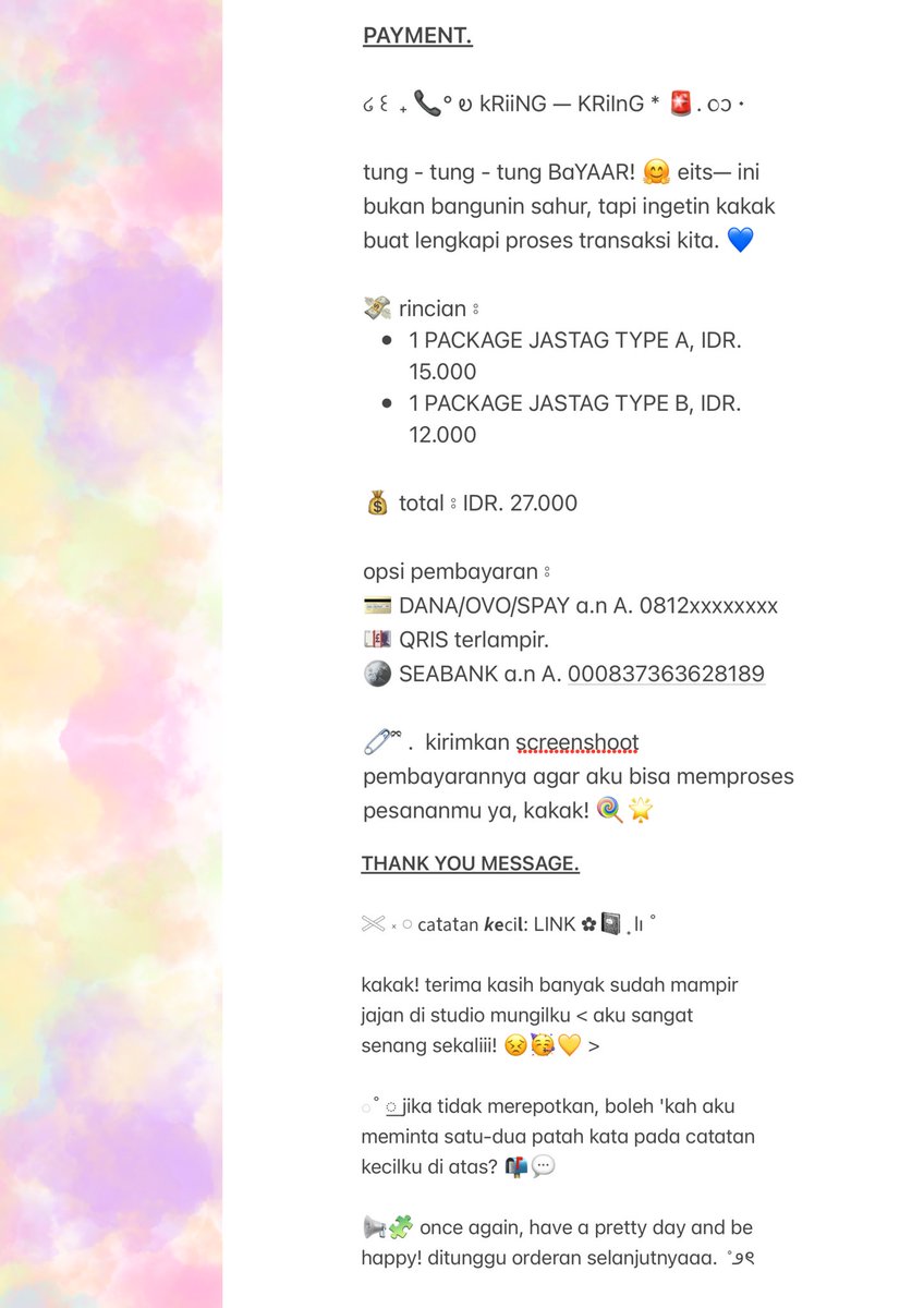 HELP RT? Thank you! 🍭🩷

Halo teman-timun, Eyin bawa RS bundle BA dengan harga affordable yang bisa langsung ditake!!! 🧩🍒 Free revisi minor juga, lho. Go grab yours and check ALT for more informations! 💭

📒 QRIS ONLY. 
#zonauang #zonaba #zonajajan 
ᅠ