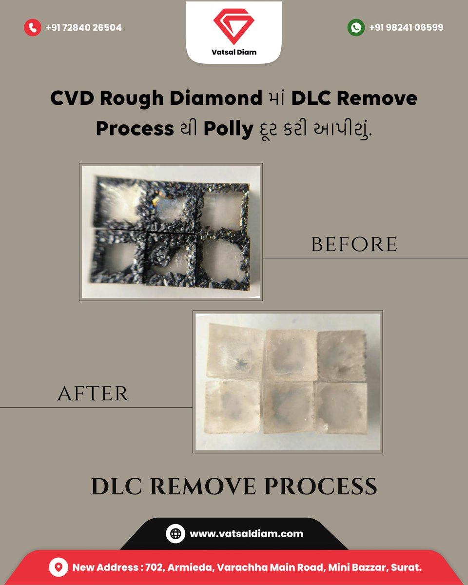 pareshbeladia's tweet image. ✨Transform Your Diamonds with Our DLC remove Process💎

📲 :  bit.ly/inquire-diamon…
📧 : support@vatsaldiam.com
📞 : +91  9824106599 | +91 7284026504
🌐 : vatsaldiam.com

#DLCRemoveProcess #PolishPerfection #DiamondCare #SuratDiamonds  #VatsalDiam