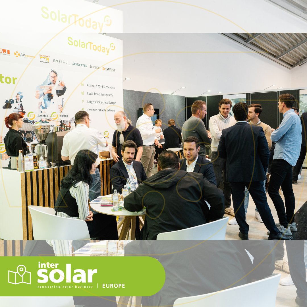 SolartodayE's tweet photo. Te vamos contamos todo sobre la feria más importante del sector ☀️, #Intersolar 

SolarToday: Nuestro stand fue un espacio de encuentro para nuestro equipo internacional, partners, clientes y otros profesionales.

Avancemos hacia un futuro más sostenible 🌱

#EnegíaSolar #FV #PV https://t.co/0IKDQhOUAb