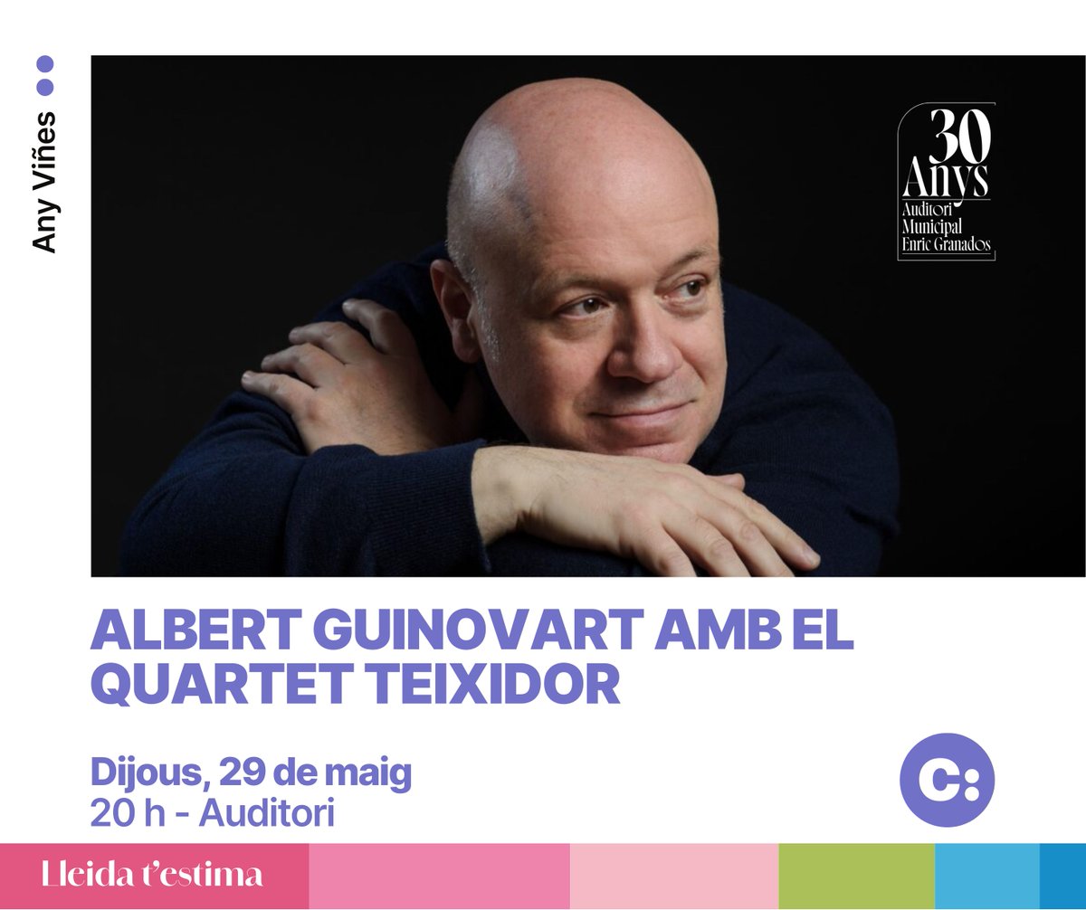 Auditori Municipal Enric Granados de Lleida (@auditorieg) on Twitter photo Albert Guinovart i el Quartet Teixidor 🎻 ANY VIÑES!! ✨
El <a href="/QuartetTeixidor/">Quartet Teixidor</a> i el reconegut pianista i compositor <a href="/guinovartalbert/">Albert Guinovart</a> 🎹, recorden la figura de Ricard Viñes amb motiu del 150è aniversari del seu naixement 🔙 T'hi esperem!👇
➡️ auditorienricgranados.cat Albert Guinovart i el Quartet Teixidor 🎻 ANY VIÑES!! ✨
El <a href="/QuartetTeixidor/">Quartet Teixidor</a> i el reconegut pianista i compositor <a href="/guinovartalbert/">Albert Guinovart</a> 🎹, recorden la figura de Ricard Viñes amb motiu del 150è aniversari del seu naixement 🔙 T'hi esperem!👇
➡️ auditorienricgranados.cat