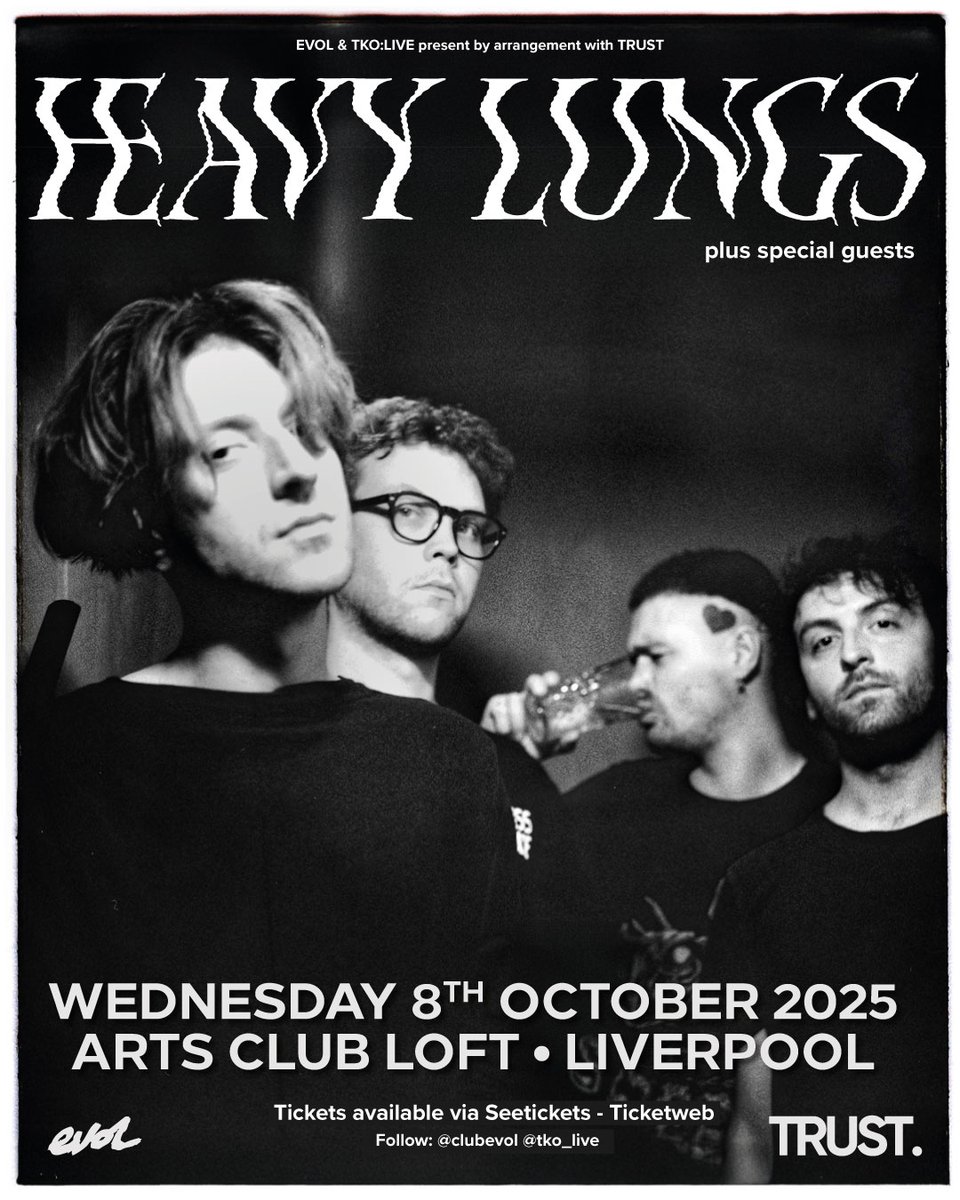 artsclublpool's tweet image. JUST ANNOUNCED
Heavy Lungs will be returning to arts club on the 8th October
Tickets are on sale Friday at 10am