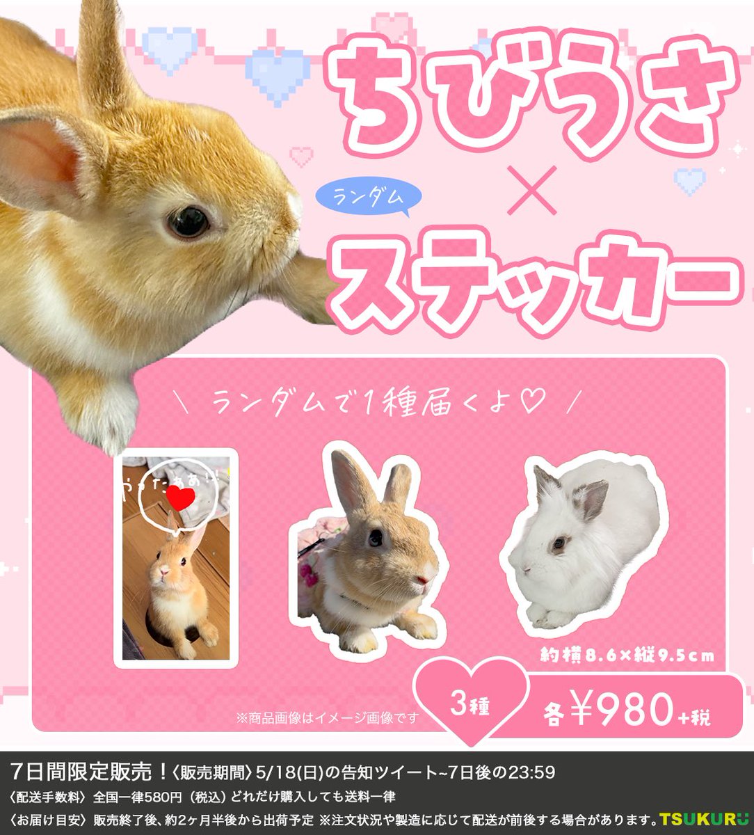 ちびうささんのグッズを制作させて頂きました！

現在販売中です✨

オンラインだけの繋がりでは無く、実際に記念として形に残るグッズを作っています♪✨
作りたい方はお気軽にご連絡下さい 😄

販売ページ👇👇 

tsukuru-shop.myshopify.com/collections/%e…