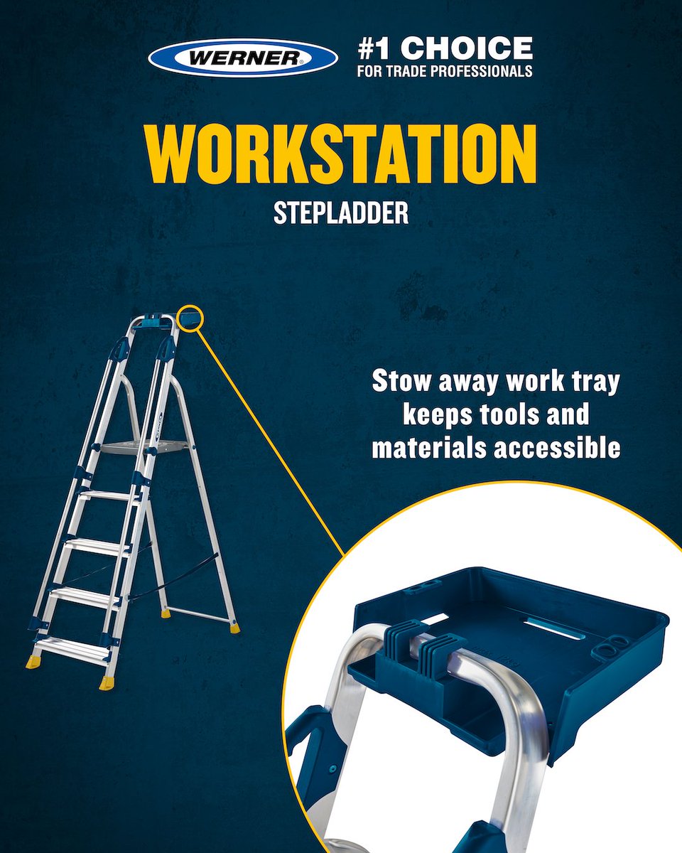 The Werner Workstation Stepladder is ergonomically designed to achieve maximum performance. This ladder features a work tray to hold up to 12kg of tools and materials for any job, keeping everything within reach. Think smarter not harder! 
wernerco.com/uk/step-ladder…