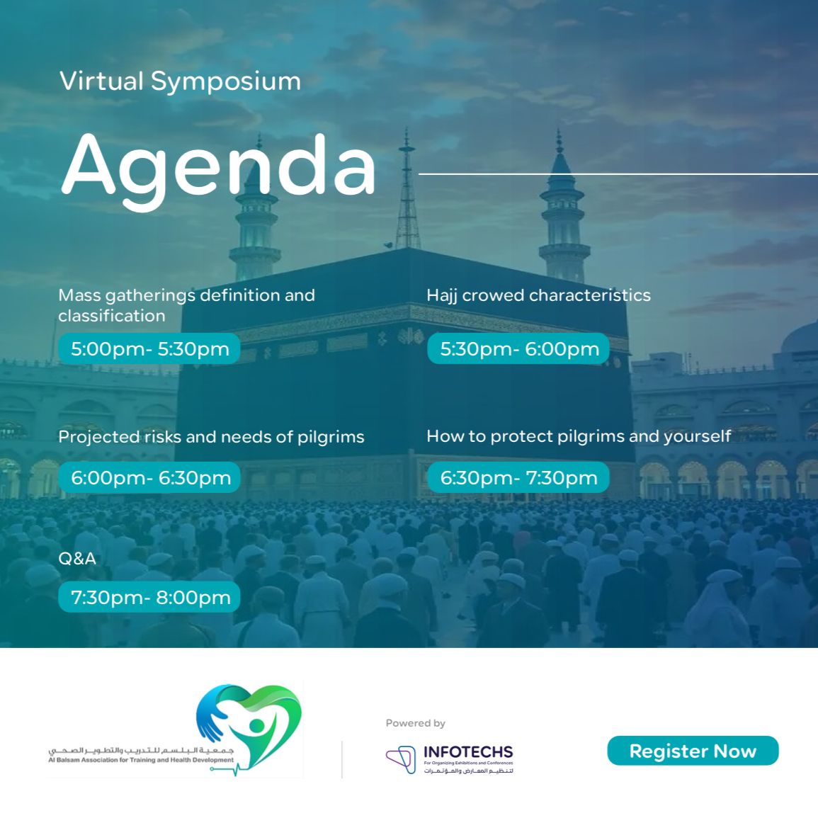 et Ready and Join us for our virtual symposium. 🤩

“Crowd Management in Hajj”

E-Certificate will be provided.

📌 Register Today : saamcourses.infotechsevents.com/courses/enroll…

🗓 21 May 2025

#crowdmanagement 
#Hajj