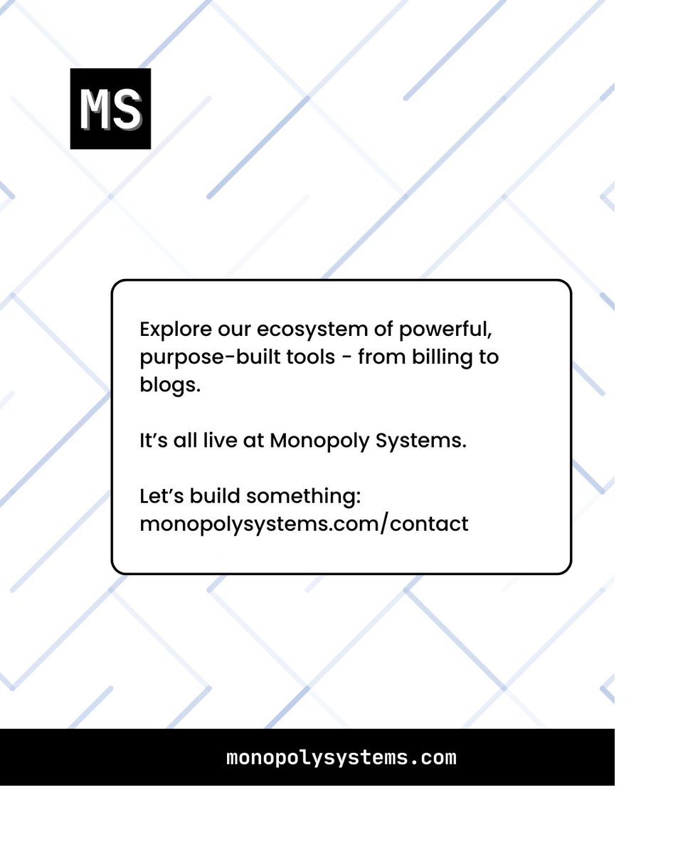 MonopolySystems's tweet photo. Explore our ecosystem of powerful, purpose-built tools - from billing to blogs. 
It’s all live at Monopoly Systems.
Let’s build something: https://t.co/wOMMH2hrCh

#ExploreNow #BuiltForYou #MonopolySystems #AllInOneTools https://t.co/onQr4ZtWB8