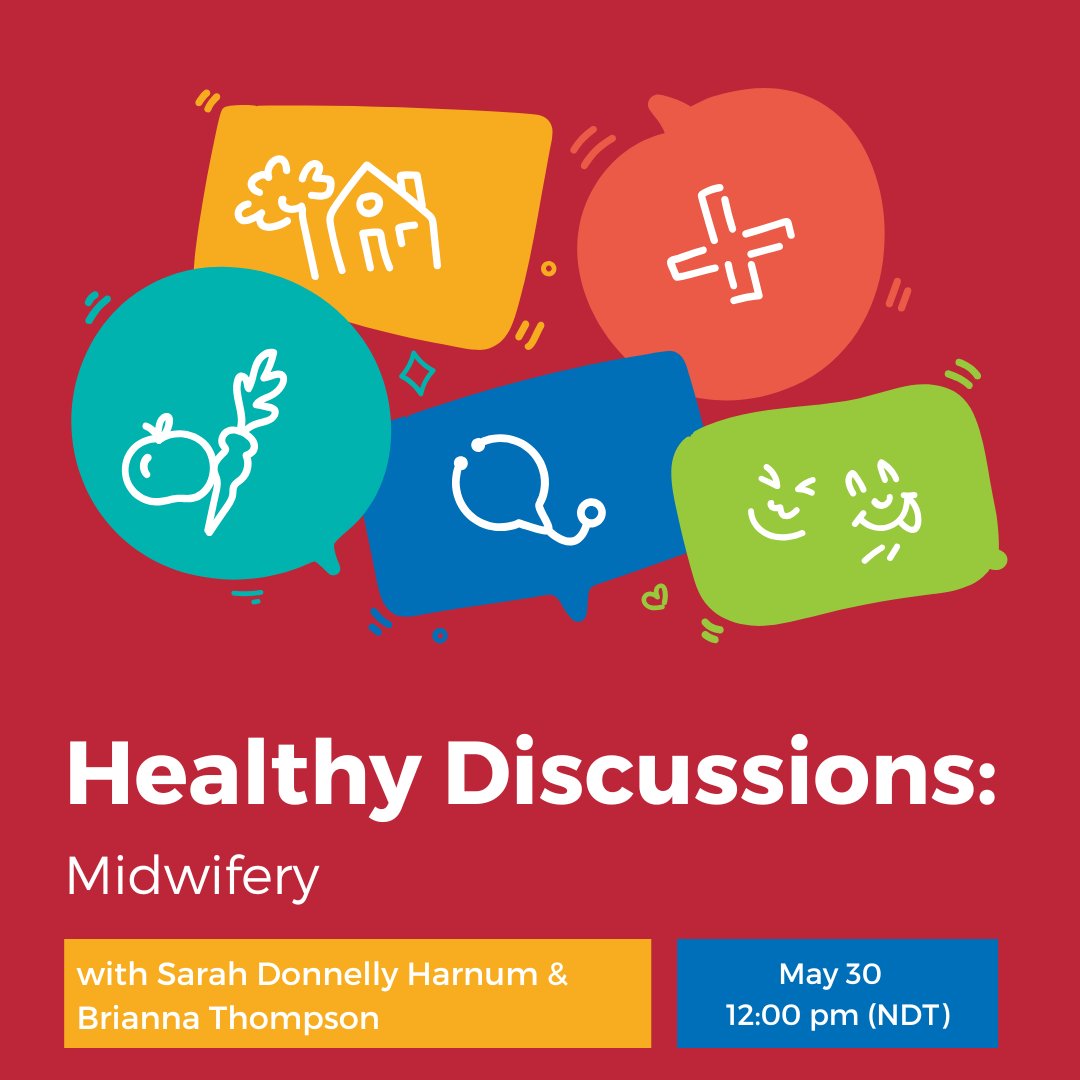 Do you want to learn more about the practice of midwifery and the services offered here in NL? Join us at next week's webinar! bit.ly/healthy-discus…