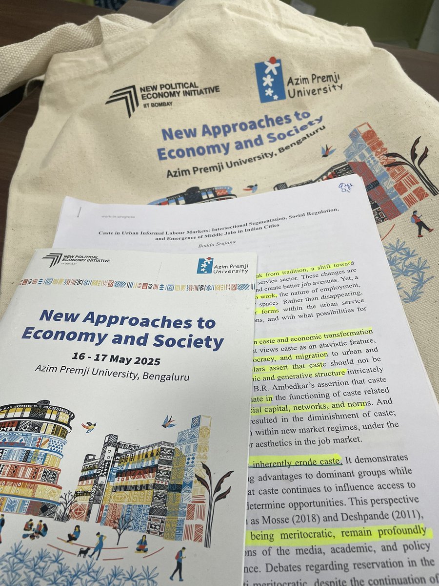 Srujana Boddu (@srujanaboddu) on Twitter photo Had an amazing opportunity to present my work in progress paper on caste in urban informal labour markets, last week at the New Approaches to Economy and Society Workshop organised by <a href="/azimpremjiuniv/">Azim Premji University</a> & NPEI, IIT Bombay. Very thoughtfully curated panel and discussions. Had an amazing opportunity to present my work in progress paper on caste in urban informal labour markets, last week at the New Approaches to Economy and Society Workshop organised by <a href="/azimpremjiuniv/">Azim Premji University</a> & NPEI, IIT Bombay. Very thoughtfully curated panel and discussions.