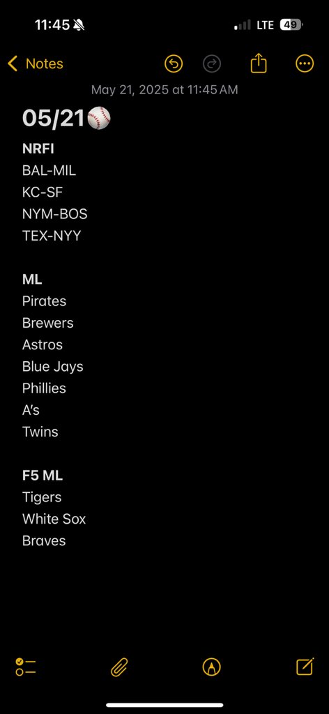 J_R_Collects's tweet photo. Today’s favorite picks!
#nrfi #ml #moneyline #mlb #f5ml #baseballbets #baseball #straightbet https://t.co/KxaeCqRBhU
