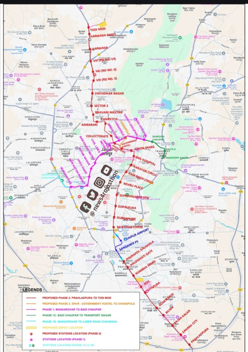 MYadavNirvesh's tweet image. DPR for 2nd Phase from Prahladpura to Todi Mod of Jaipur Metro has been approved by Rajasthan Govt. It will cost Rs. 12,260 Crore.

@MyJaipurMetro
#JMRC #JaipurMetro #PinkCity