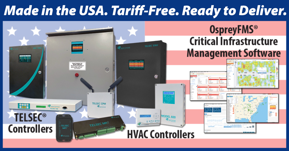 QuestControls's tweet image. American-Made Systems That Save You Time and Money! We are proud to design and manufacture our Building Management and Alarm Monitoring Systems in the USA. BEAD / BABA Compliant. Tariff-Free Purchasing! #MadeInAmerica #BABA #BEAD #telecomInfrastructure #infrastructure #broadband