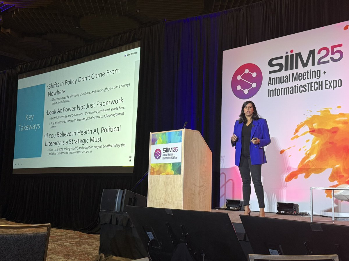 mindyLyang's tweet image. #SIIM25 kicking off with @RohiniKos diving into the future of healthcare AI and the impact of policy and politics 🔥
@SIIM_Tweets