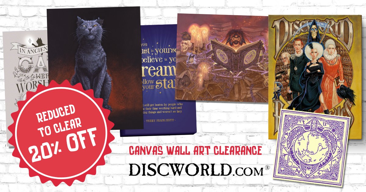 Discworld_com's tweet image. Snag a Discworld canvas print before they’re Feegled away! Discworld Icon, Trust in Yourself, Ancient Times Quote, Fluffy, Grumpy Librarian, & Family Values are 20% OFF at bit.ly/canvas-clearan…
Hurry, only a few left! #Discworld #TerryPratchett