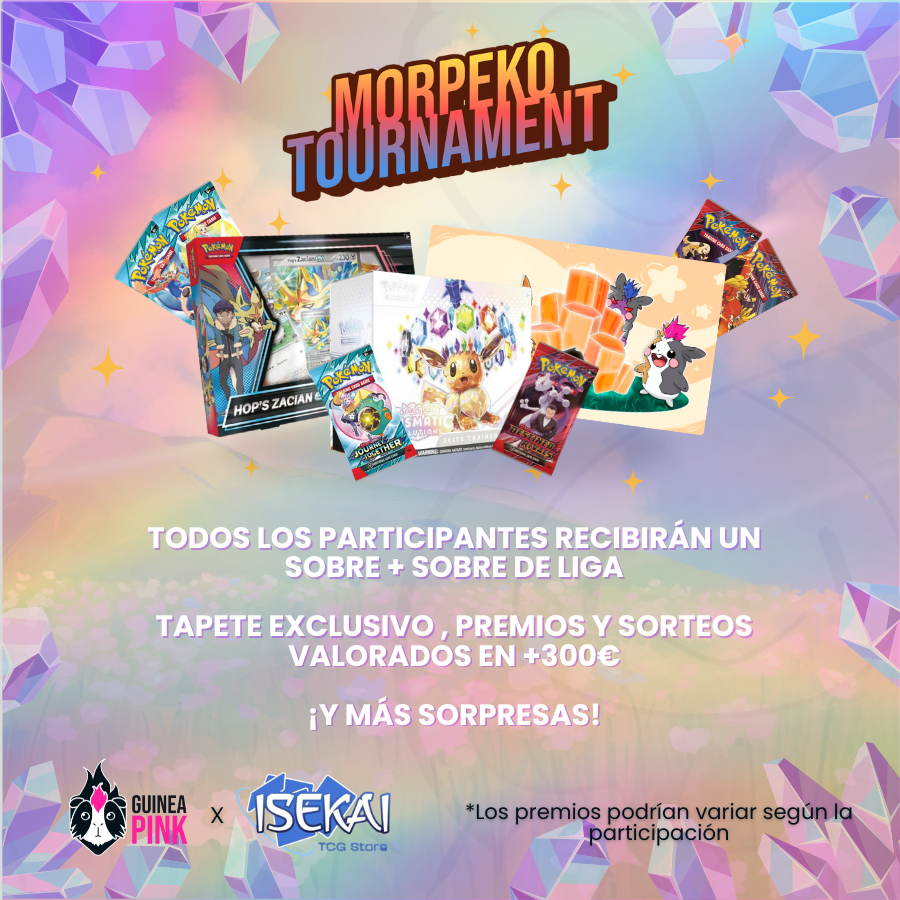 Guinea Pink 🏳️🌈 (@guineapinkclub) on Twitter photo ✨¡Os presentamos Morpeko Tournament!🐹✨
El sábado 7 de junio a las 10h, ¡prepárate para combatir en Madrid! 🔥
Junto a @Isekai_alcorcon presentamos este torneo de Pokémon TCG:
🎁Premios, sorteos, tapete exclusivo y mucho más.
 ¡Inscríbete y demuestra que eres el verdadero ✨¡Os presentamos Morpeko Tournament!🐹✨
El sábado 7 de junio a las 10h, ¡prepárate para combatir en Madrid! 🔥
Junto a @Isekai_alcorcon presentamos este torneo de Pokémon TCG:
🎁Premios, sorteos, tapete exclusivo y mucho más.
 ¡Inscríbete y demuestra que eres el verdadero