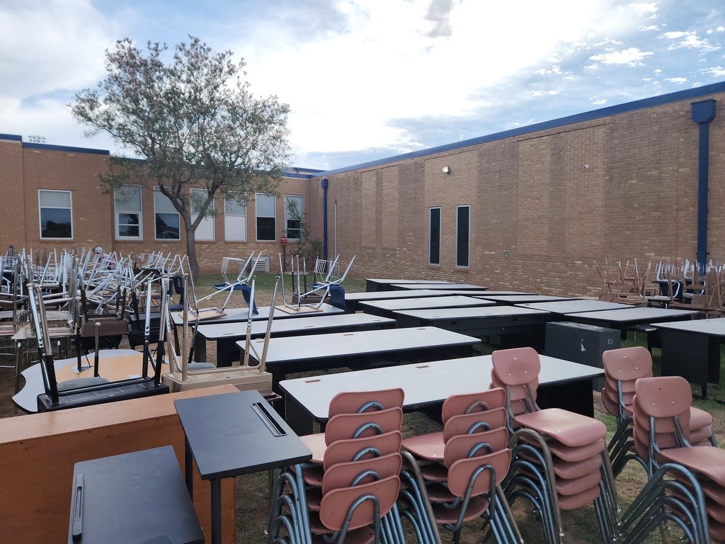 Cleaning Campus. Old furniture from the school is available to the public.  These items are no longer needed for the campus.  Please feel free to pick up items this week that are outside of the main entrance.