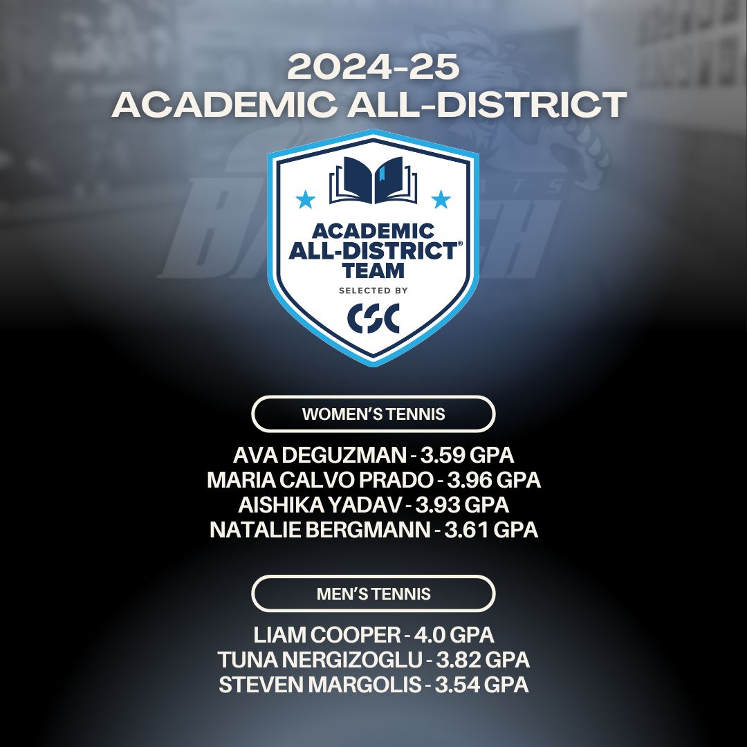 Baruch College Athletics (@baruchathletics) on Twitter photo Congratulations to the seven Bearcats on the tennis teams for being named Academic All-District by the College Sports Communicators (Sports Information). <a href="/BaruchBearcatAD/">Heather MacCulloch</a> <a href="/CUNYAC/">CUNY Athletic Conference</a> #BaruchTennis #D3Tennis ๐พ Congratulations to the seven Bearcats on the tennis teams for being named Academic All-District by the College Sports Communicators (Sports Information). <a href="/BaruchBearcatAD/">Heather MacCulloch</a> <a href="/CUNYAC/">CUNY Athletic Conference</a> #BaruchTennis #D3Tennis ๐พ