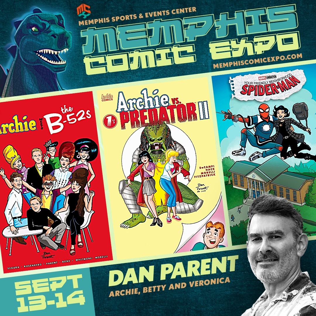 MemphisComicExp's tweet photo. Archie Comics legend Dan Parent is joining us for #MCX25!
From Betty & Veronica to Kevin Keller, his iconic art and storytelling have defined a generation of Riverdale.
Meet him Sept 13–14 in Memphis!
#DanParent #ArchieComics #ComicGuest #MemphisComicExpo https://t.co/1UZ8xyLb0G