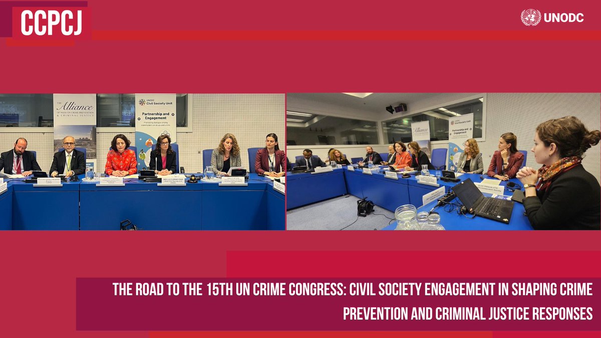 UNODC CSU (@unodccsu) on Twitter photo Thank you to Canada, Albania & <a href="/CpcjA/">CPCJ Alliance</a> for supporting our #CCPCJ34 side event on civil society’s road to the 15th UN Crime Congress!
Message was clear ➡️ partnerships with civil society are key to effective crime prevention & criminal justice as we head toward the #UNCrimeCongress Thank you to Canada, Albania & <a href="/CpcjA/">CPCJ Alliance</a> for supporting our #CCPCJ34 side event on civil society’s road to the 15th UN Crime Congress!
Message was clear ➡️ partnerships with civil society are key to effective crime prevention & criminal justice as we head toward the #UNCrimeCongress
