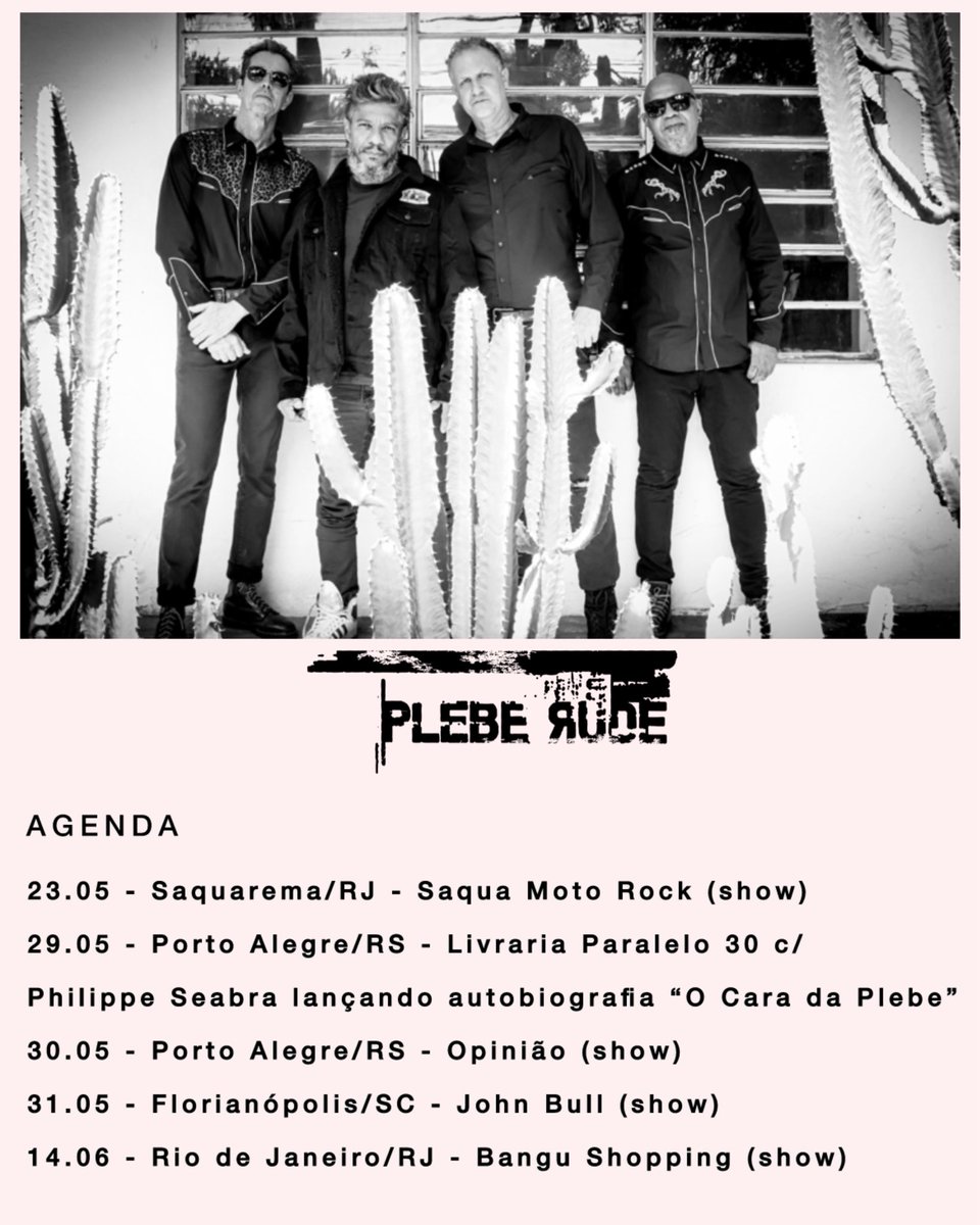 Se liga na agenda da Plebe, ingressos em taplink.cc/pleberude
