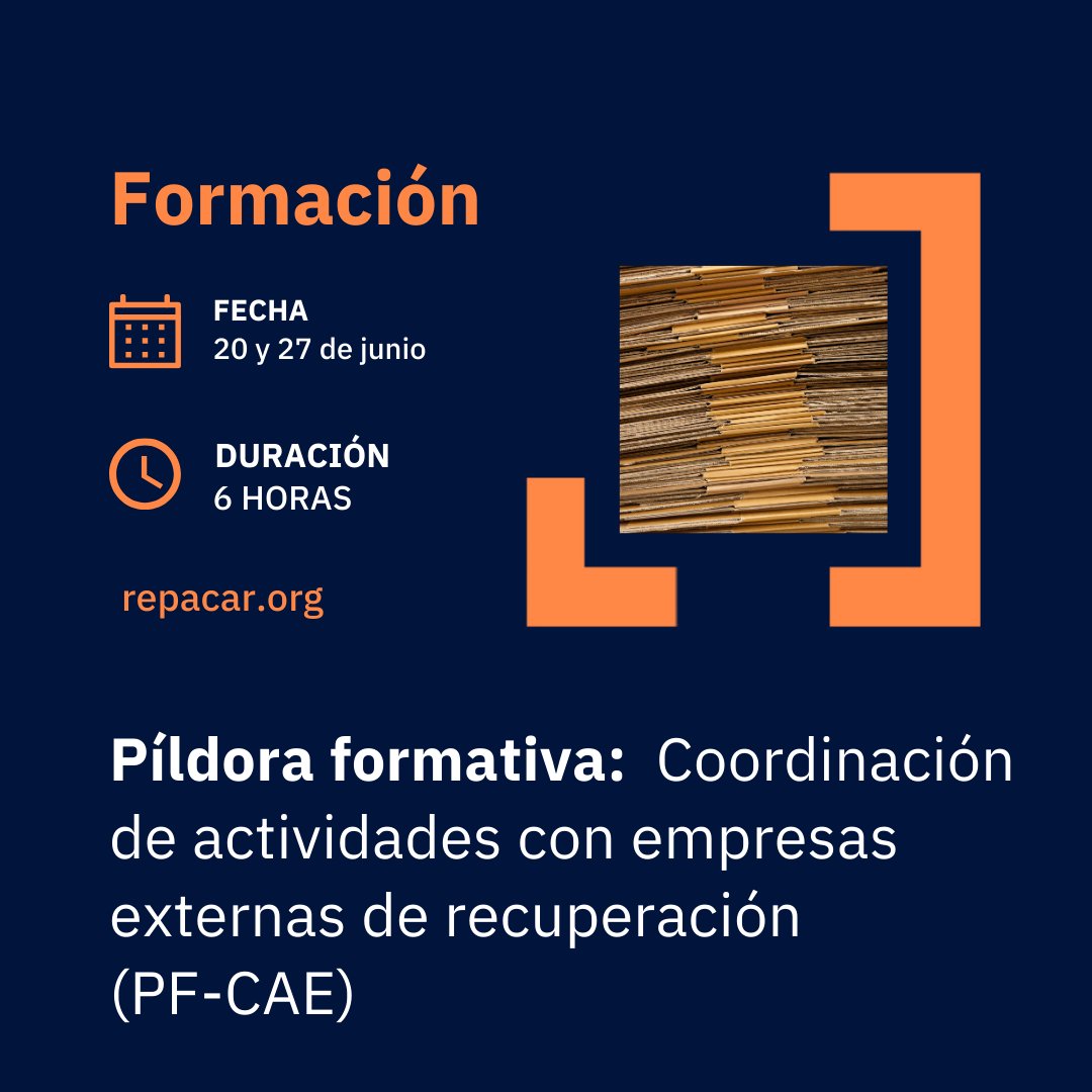 repacar's tweet image. 🔔 NUEVA píldora formativa GRATUITA para asociados a #Repacar → 🎓 "Coordinación de actividades con empresas externas de #recuperación" ♻️

🗓 20 y 27 de junio de 2025
⏰ De 9:00 h a 12:00 h.

Ya pudes inscribirte 👉 institutodelcarton.com/formacion/pf-c… #formación #reciclaje