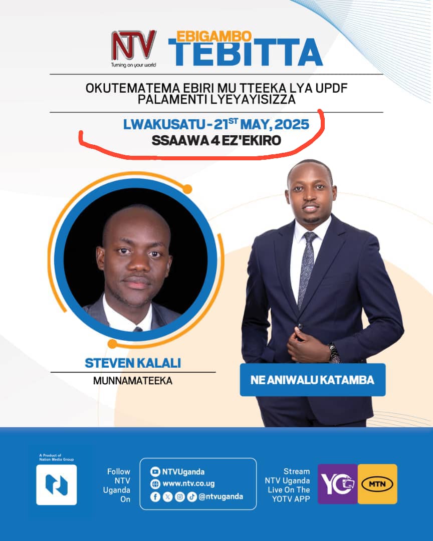 KalaliSteven's tweet image. Don't miss tonight Wednesday 21st May 2025 as we dissect the UPDF Amendment Bill that has been passed by @Parliament_Ug on @ntvuganda from 10PM - Midnight.
#RNBVision2060