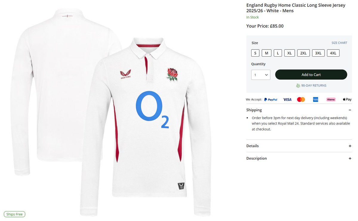 dom_mitchell1's tweet photo. You want eight five quid for this @EnglandRugby? For a support shirt? With @CastoreEngland's reputation?

£85 used to be the price point for a match replica version. You've gone mad!

Shame, as I actually like this one. It would replace my Nike long sleeved one from 2004 nicely. https://t.co/dw5WXcchI0