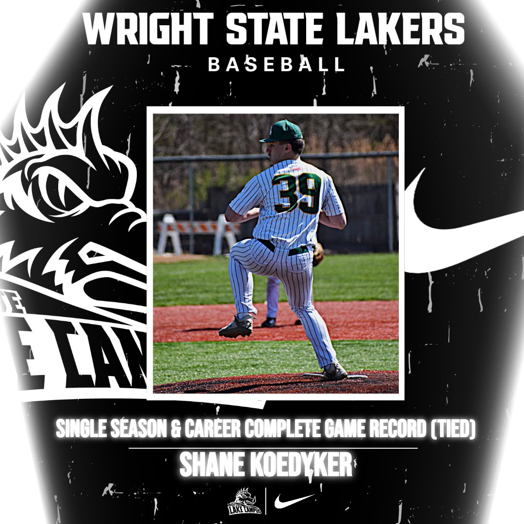 Wright State Lake Campus Athletics (@wslakeathletics) on Twitter photo 💥RECORD💥
This past season, Sr. Shane Koedyker tied the record for both career and single season Complete Games Pitched❗️⚾️
<a href="/wsulc_baseball/">Wright State Lake Baseball</a> <a href="/LakeCampus/">Lake Campus</a> 💥RECORD💥
This past season, Sr. Shane Koedyker tied the record for both career and single season Complete Games Pitched❗️⚾️
<a href="/wsulc_baseball/">Wright State Lake Baseball</a> <a href="/LakeCampus/">Lake Campus</a>