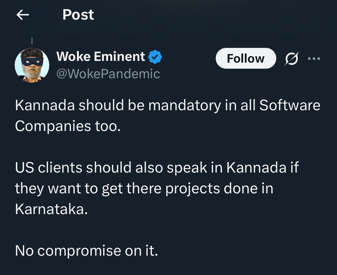 shrabhes's tweet photo. Arey you asshole its bank and they should know basic kannada to communicate with locals 
Basic common sense https://t.co/tb7lQudbr3