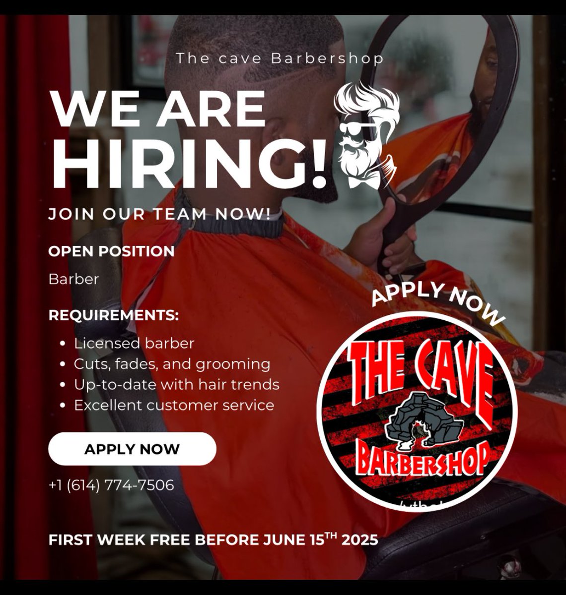 CallMe_blak's tweet photo. I’m proud to announce that we are now ready to hire barber/stylist! If you are interested , make sure that you contact me via Dm or by phone 614-774-7596

#columbusbarbers #columbusbarbershop #barbershophiring https://t.co/nAdghe5dsR