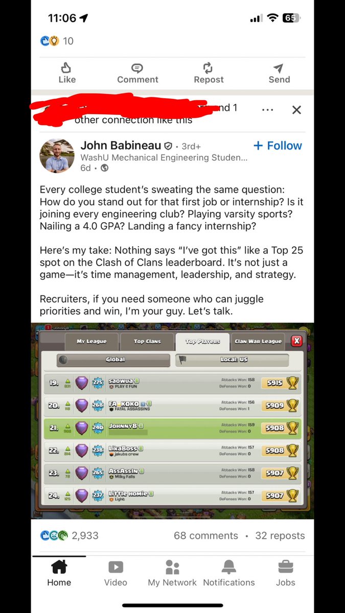 Flexing your top 25 coc account is a major #expand