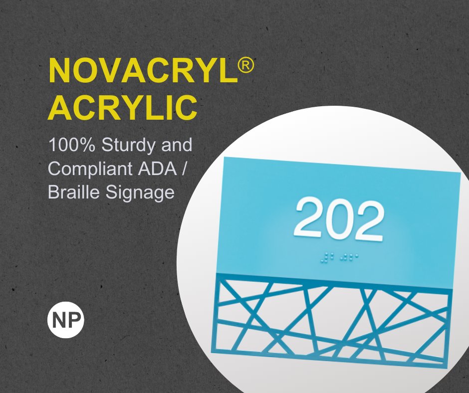 NovaPolymers's tweet photo. Enjoy the ease of working with acrylic, cutting production costs, &amp; delivering durable signs with our new Novacryl® AC™ Series. 💪 Fully ADA compliant, fabricators can rest assured their signs meet the latest industry standards &amp; stand the test of time.
https://t.co/cMkaLktLH3 https://t.co/qppeSRqJyx
