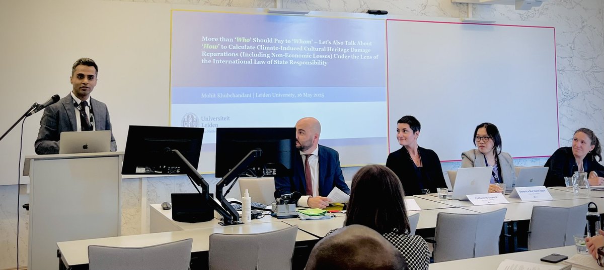 Mohit Khubchandani (@mohitkhubchan10) on Twitter photo Had the honour of presenting at <a href="/LeidenLaw/">Leiden Law School</a> on: ‘Who should pay to whom, and how to calculate climate change induced damages to Cultural Heritage under State Responsibility.’
These questions relate to my ongoing Ph.D. on Environmental Compensation at int. courts & tribunals. Had the honour of presenting at <a href="/LeidenLaw/">Leiden Law School</a> on: ‘Who should pay to whom, and how to calculate climate change induced damages to Cultural Heritage under State Responsibility.’
These questions relate to my ongoing Ph.D. on Environmental Compensation at int. courts & tribunals.
