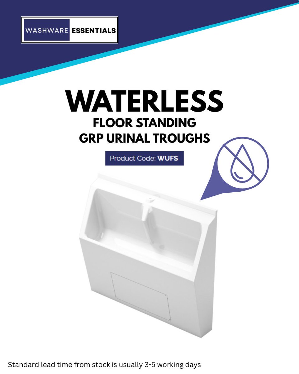 Washware's tweet photo. Upgrade your washroom with our waterless GRP trough urinals - the smart, modern choice for high traffic areas. 

💪Durable - built form high-quality GRP for long lasting performance 

💧🚫Waterless - Eco-friendly and cost-friendly 

🎨 Custom colours also available on request https://t.co/ig7gFgiNVY